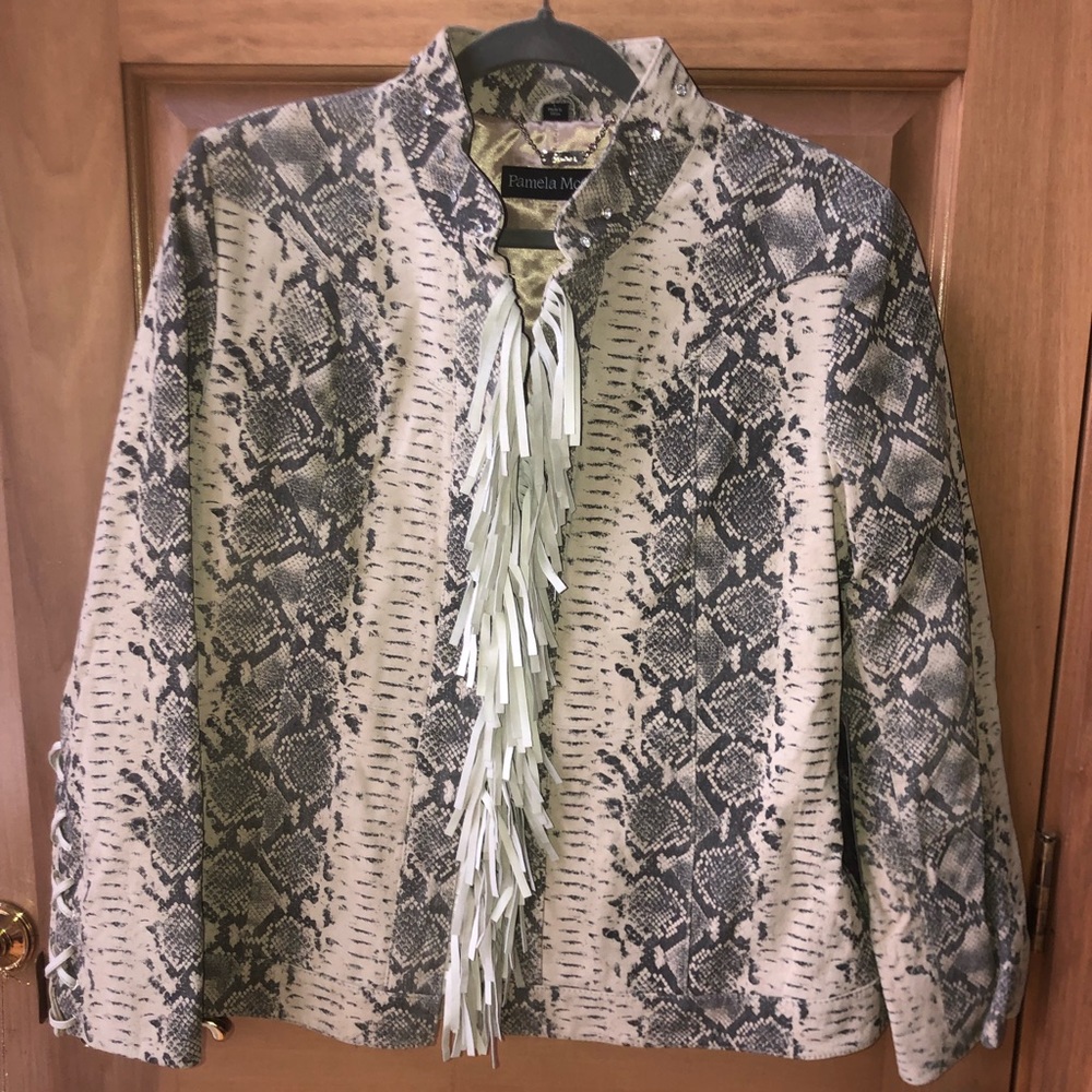 NWT Pamela McCoy Suede Snakeskin Pattern Jacket